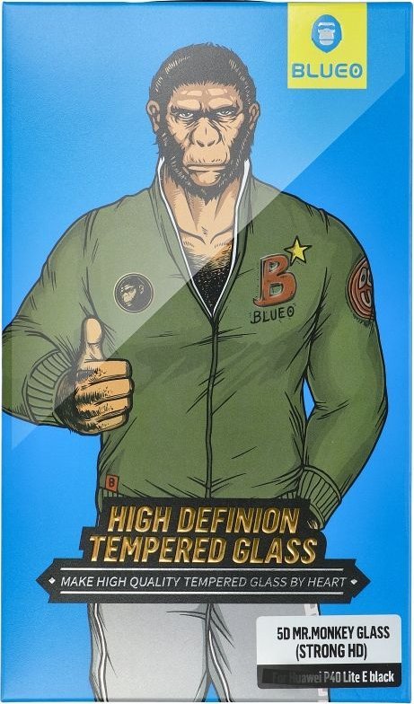 Blueo Szkło Hartowane 5D Mr. Monkey Glass - Apple iPhone 15 Pro czarny (Strong HD)