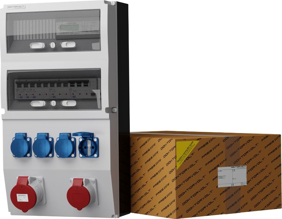 Doktorvolt Rozdzielnica budowlana z licznikiem eXT-S/FI 32A 16A 4x230V Schuko Mennekes Doktorvolt 0823