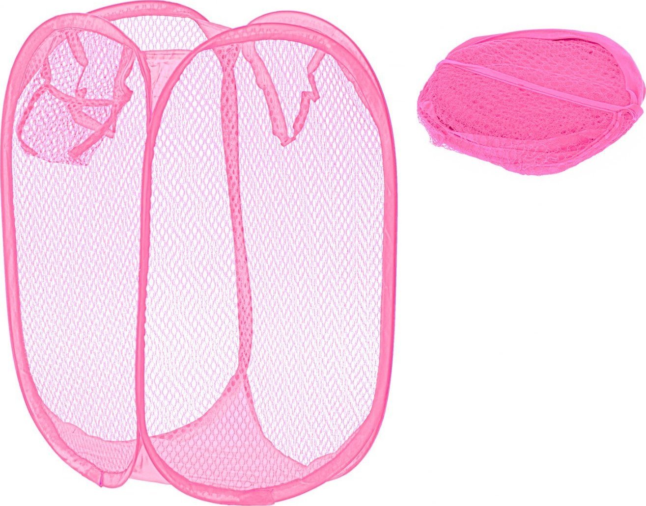 Ikonka Kosz na bieliznę zabawki z siatki składany różowy