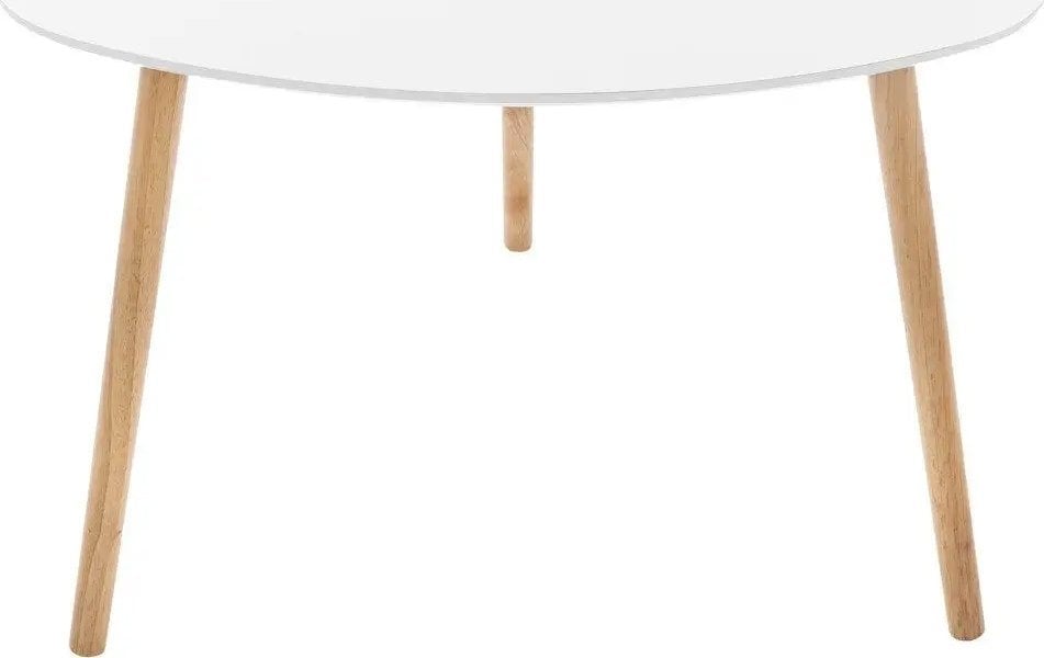 Atmosphera Stolik kawowy z drewnianymi nóżkami, uniwersalny mebel przenośny, posiada biały blat.