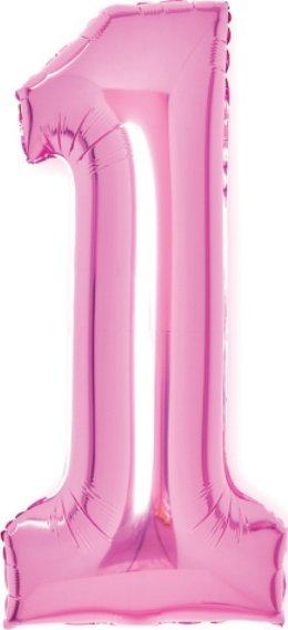 AMSCAN Balon foliowy Cyfra 1 różowa 35x66cm N26 zapakowany 9914041