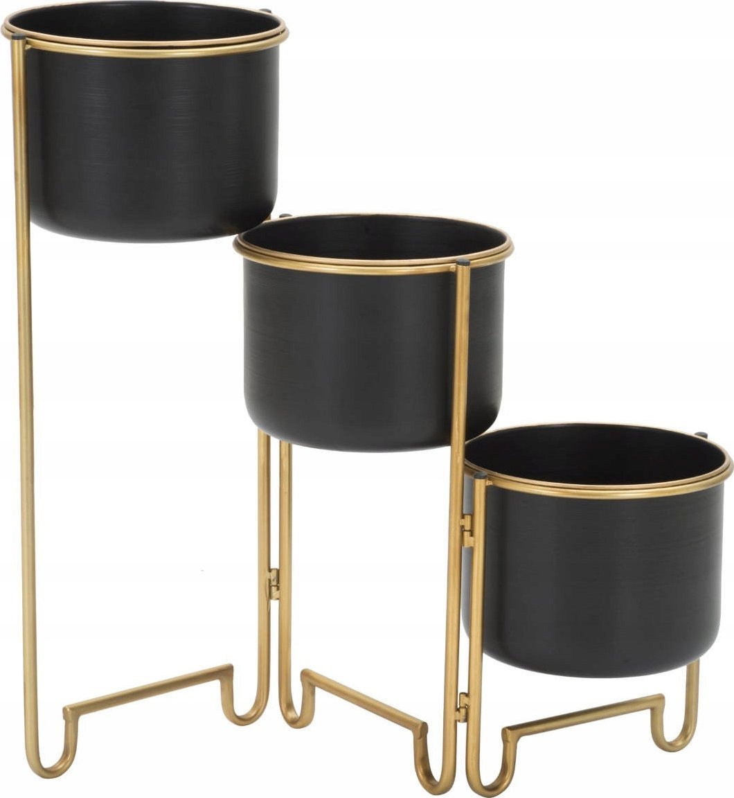 Ferretti Doniczki metalowe na składanym stojaku, wys. 55 cm