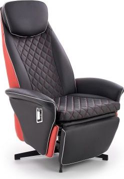 Halmar Fotel CAMARO czarno czerwony rozkładany nowoczesny HALMAR