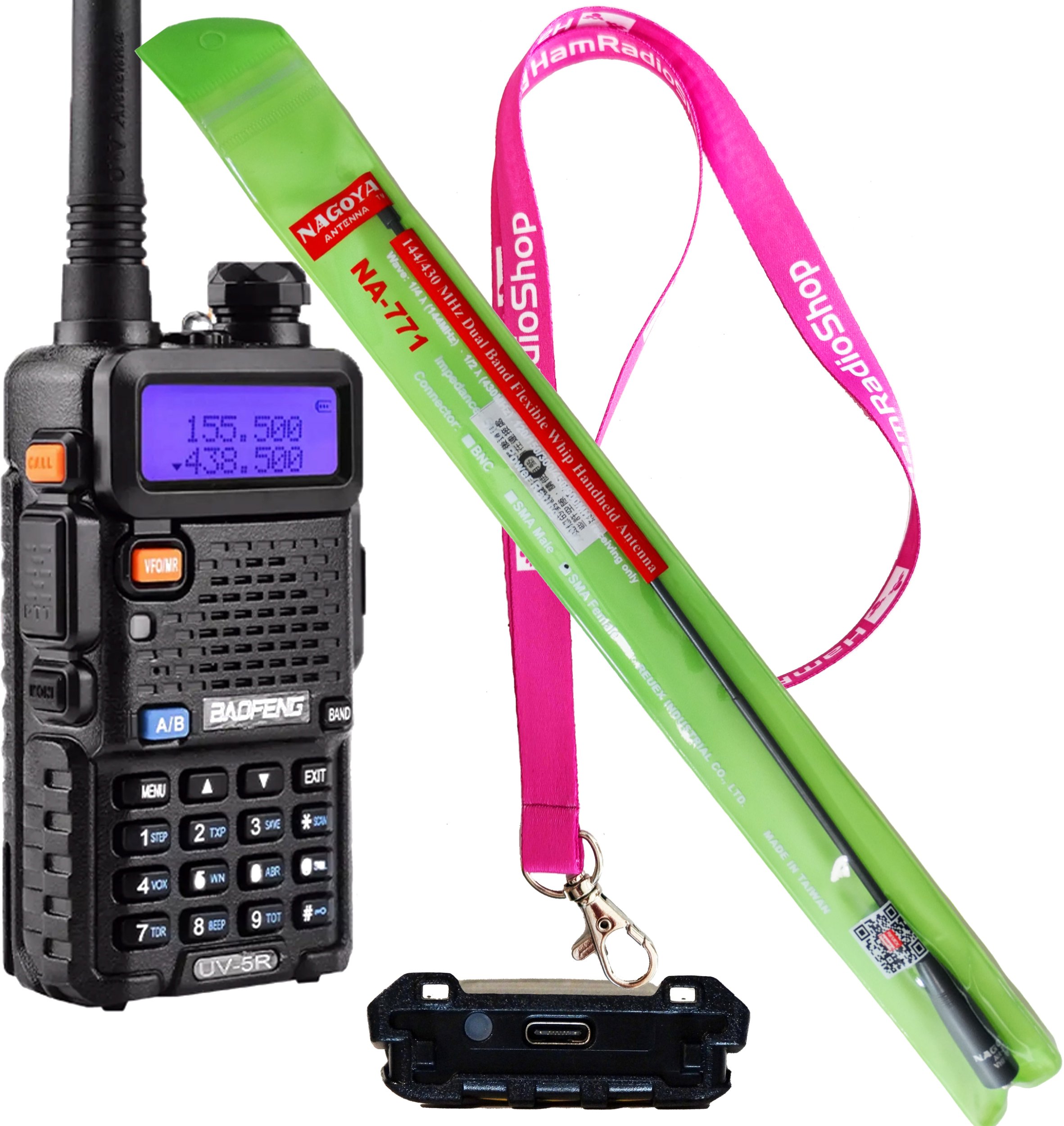 Baofeng UV-5R 8W USB-C + Nagoya NA-771 SMA-F
