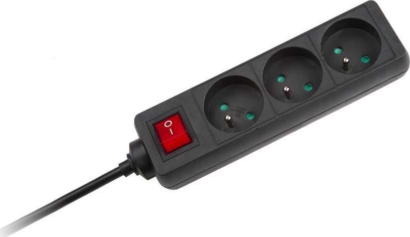 Kemot URZ3197-3B Przedłużacz czarny Kemot z przełacznikiem 3 gniazda- 3m (1,5mm)