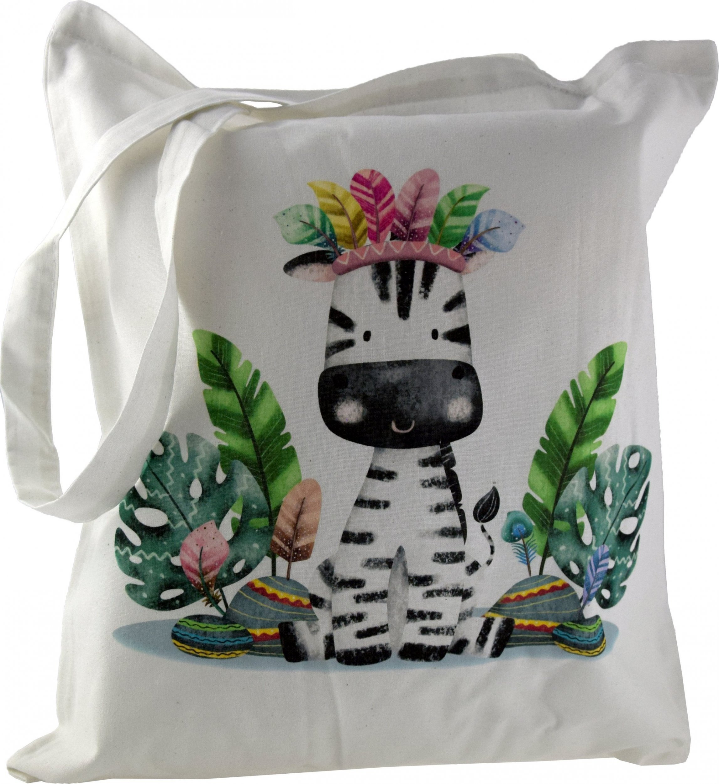 TorbyPRO torba bawełniana BIAŁA nadruk ZEBRA