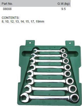 SATA SATA KLUCZE PŁASKO-OCZKOWE Z PODWÓJNĄ GRZECHOTKĄ ZESTAW 8 szt. GL08008