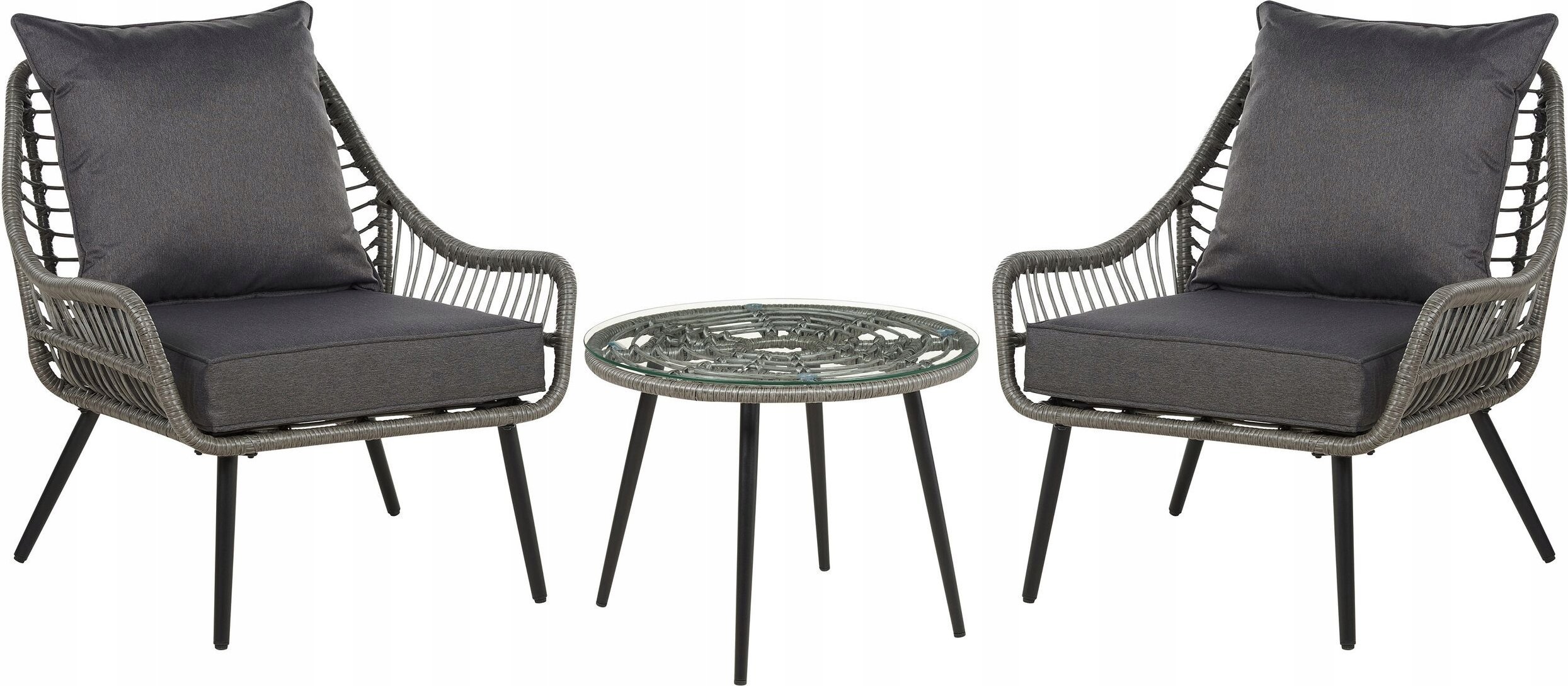 Beliani Zestaw mebli balkonowych z technorattanu szary LAURETO