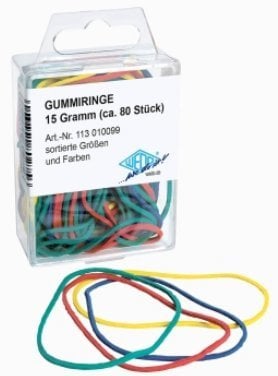 WEDO Gummiringe sortiert in Farbe und Größe in SB-Dose 5Stk