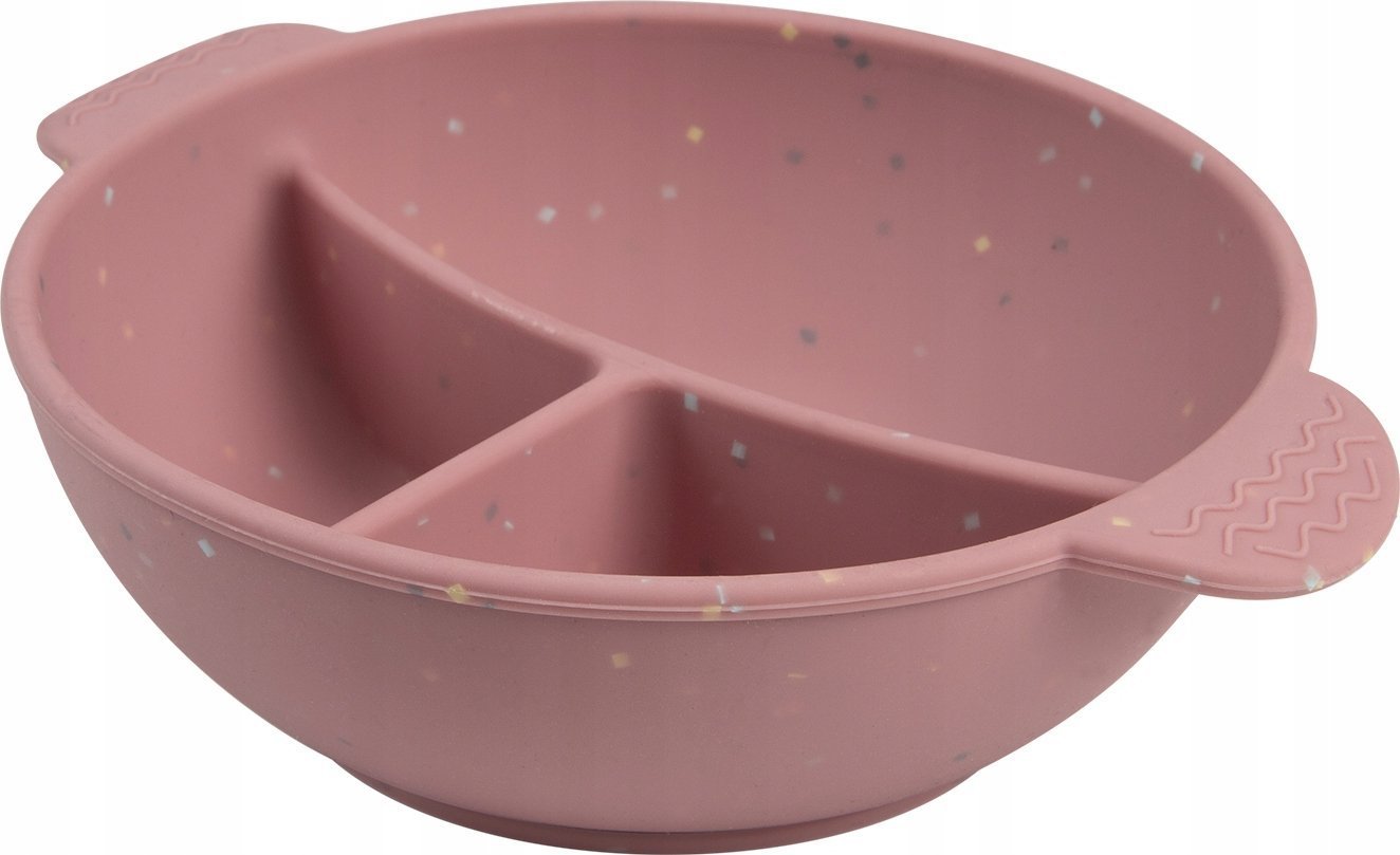 Canpol BABIES silikonowy nieslizgający miseczka DOTS, 3 przegródki, 360 ml, 51/403_pink