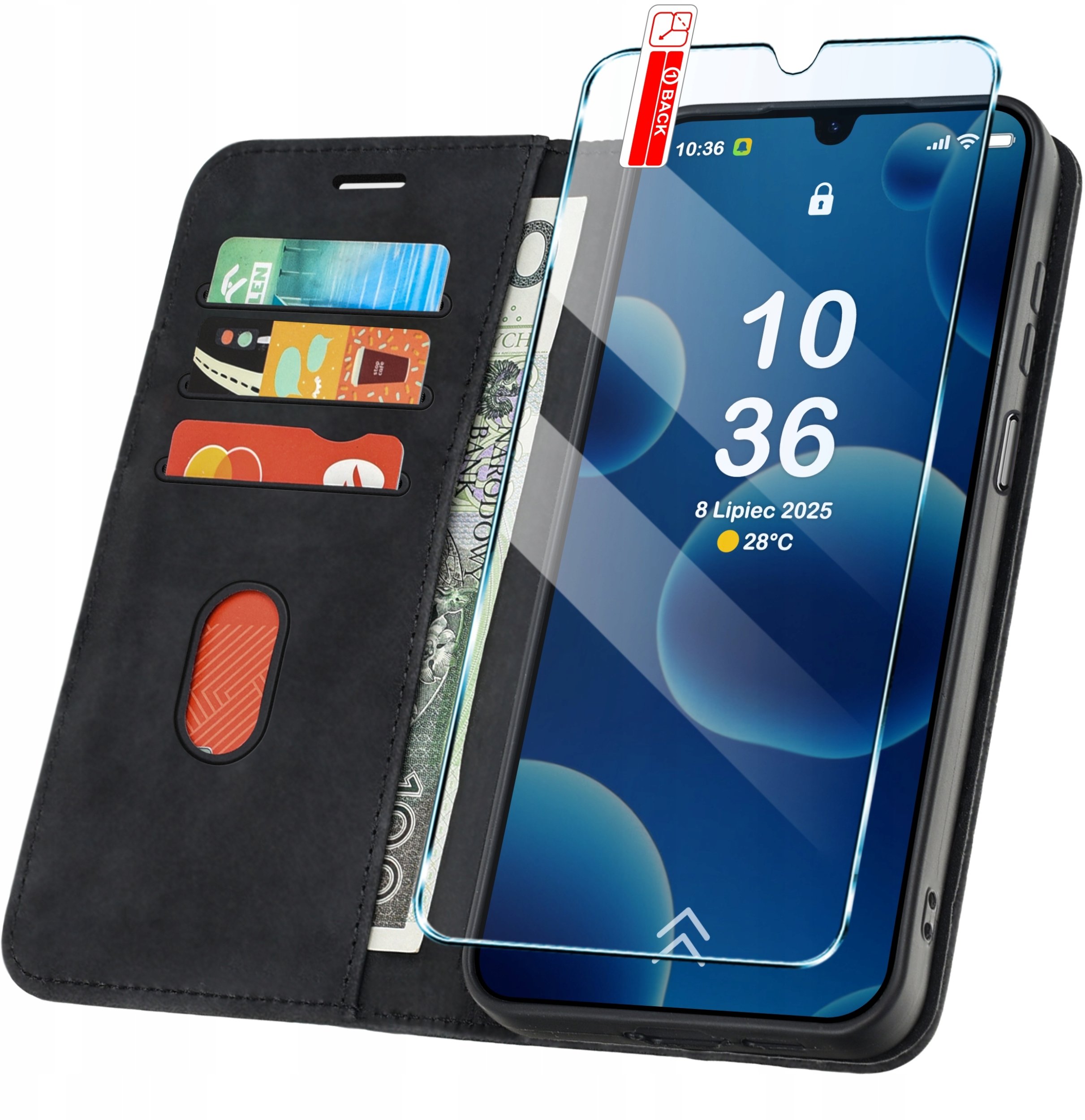 ETUI Z KLAPKĄ do Xiaomi Redmi 15C Zamykane Magnetyczne Skórzane + Szkło 9H