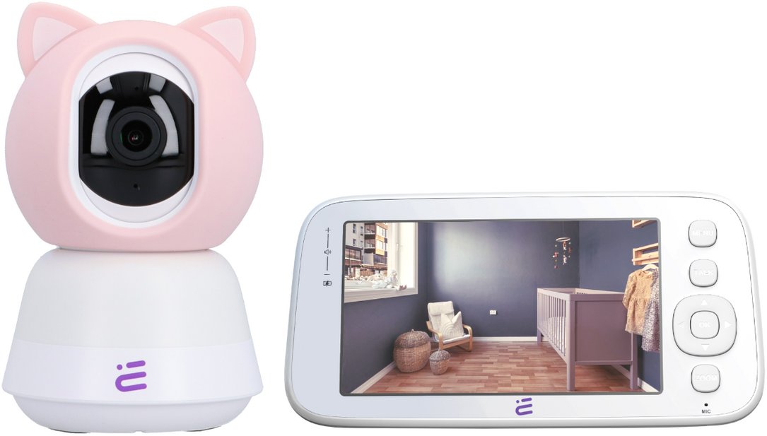 Nowa inteligentna kamera niania WiFi obrotowa FHD alarm kołysanki Baby Guard + monitor różowa Encore View