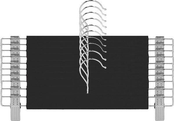 Springos Wieszaki klamrowe na ubrania 10 szt. do spodni, spódnic zestaw czarny UNIWERSALNY