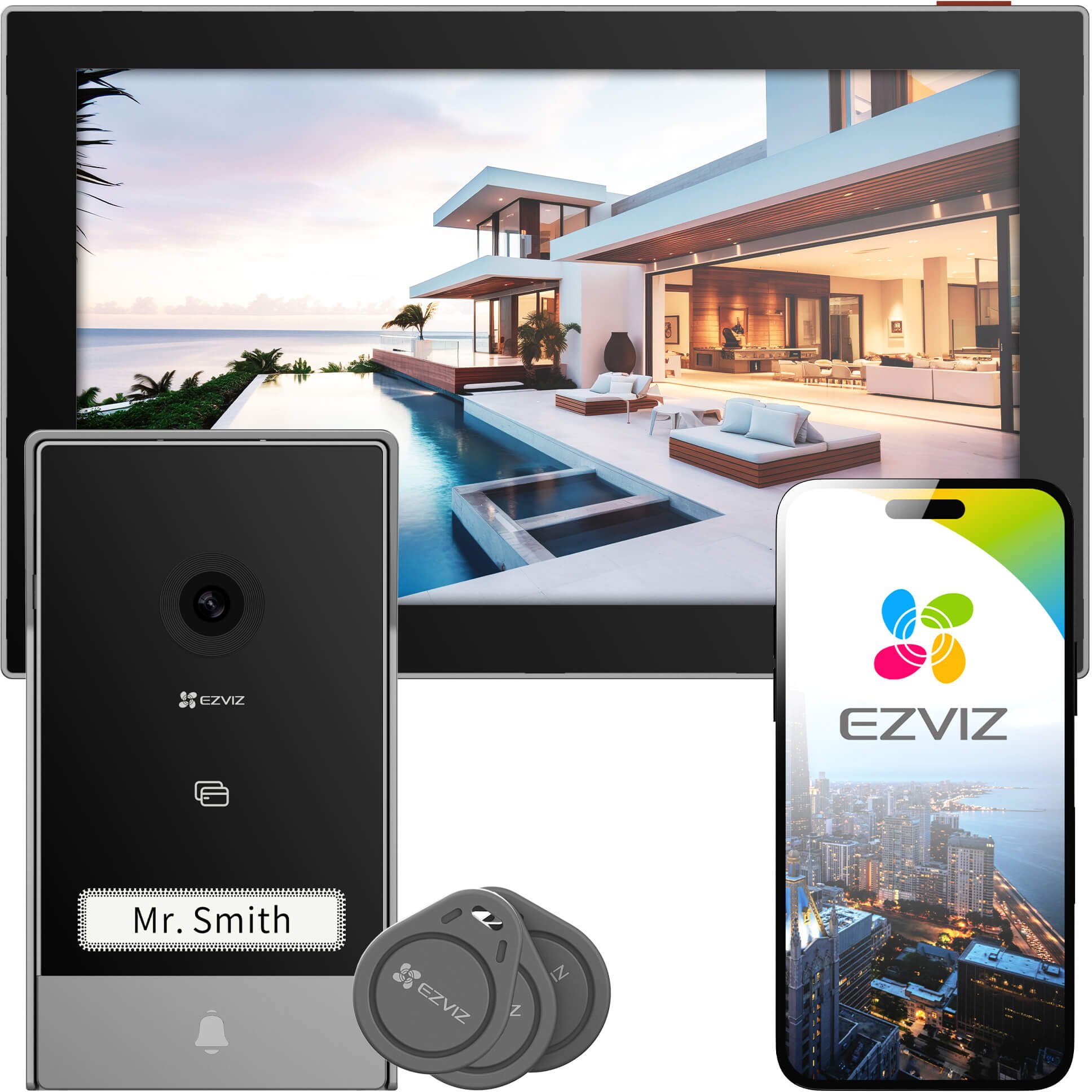 Wideodomofon WiFi EZVIZ HP7 PRO 4K,Weryfikacja twarzy, Zdalne otwieranie, Detekcja ruchu