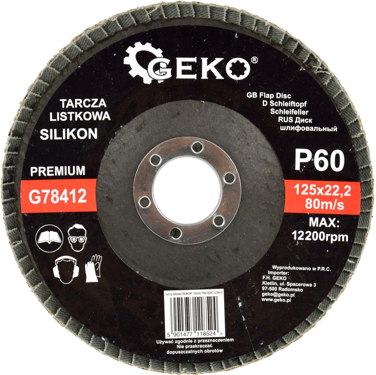 Geko Tarcza listkowa"SILIKON" 125mm P60 GEKO PREMIUM (10/200)