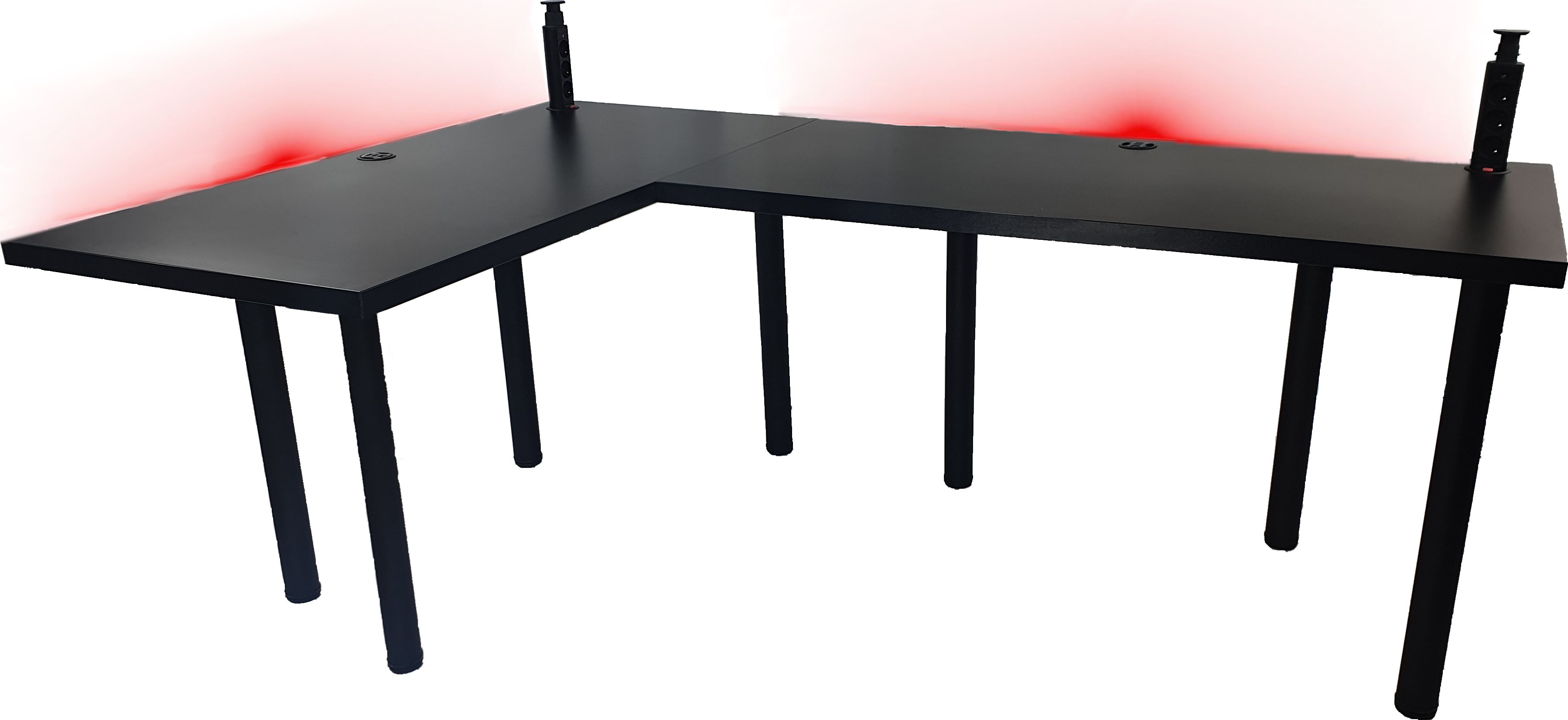 Biurko Daming Model 3 Czarne 202 cmx136 cm x 2,8 cm z okrągłym przepustem na kable