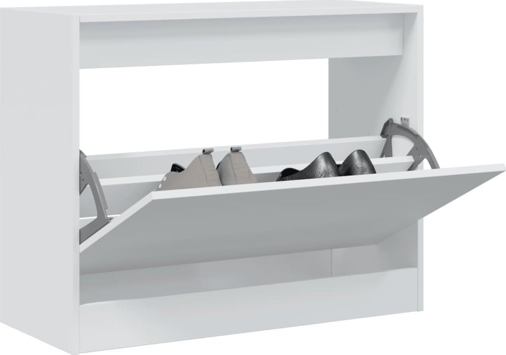 vidaXL Szafka na buty, biała, 80x34x63 cm, materiał drewnopochodny