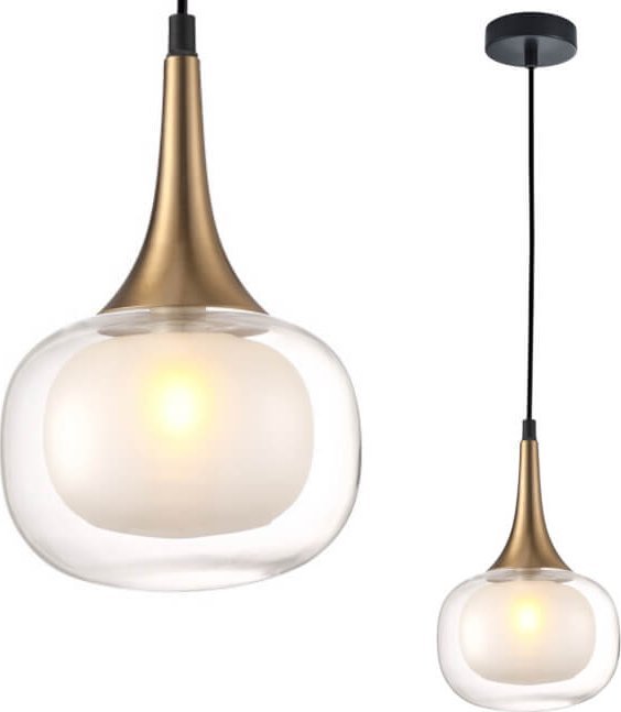 Lampa wisząca Italux Szklana lampa wisząca Konila do pokoju nad stolik mosiądz