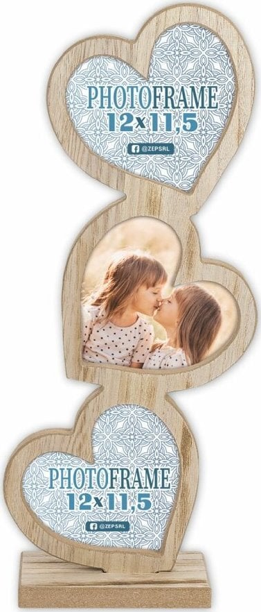 Ramka ZEP Frida 3x12x11,5 Ramka drewniana z 3 sercami RE333