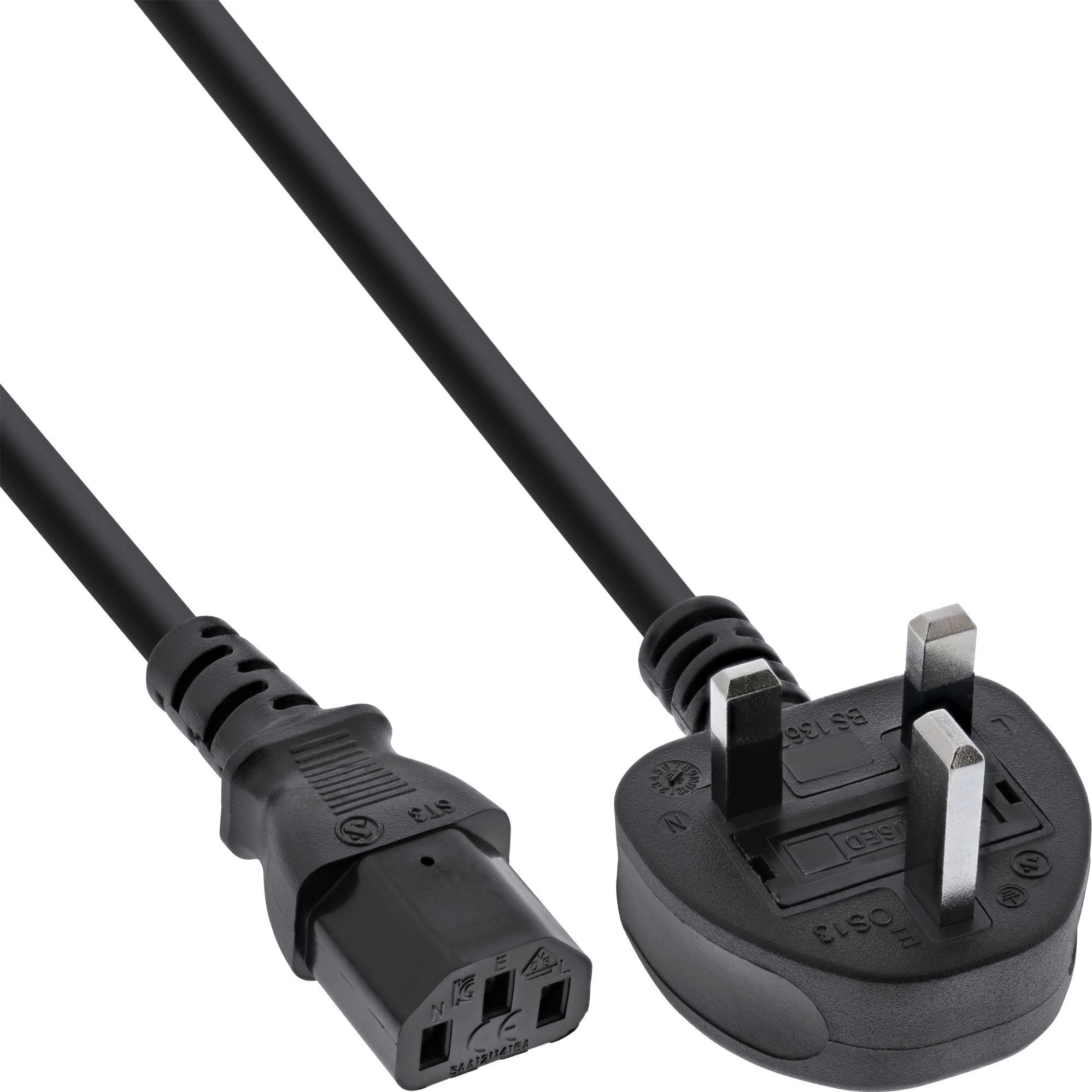 Kabel zasilający InLine InLine® Power cable UK/England plug to 3pin IEC C13, black, 5m