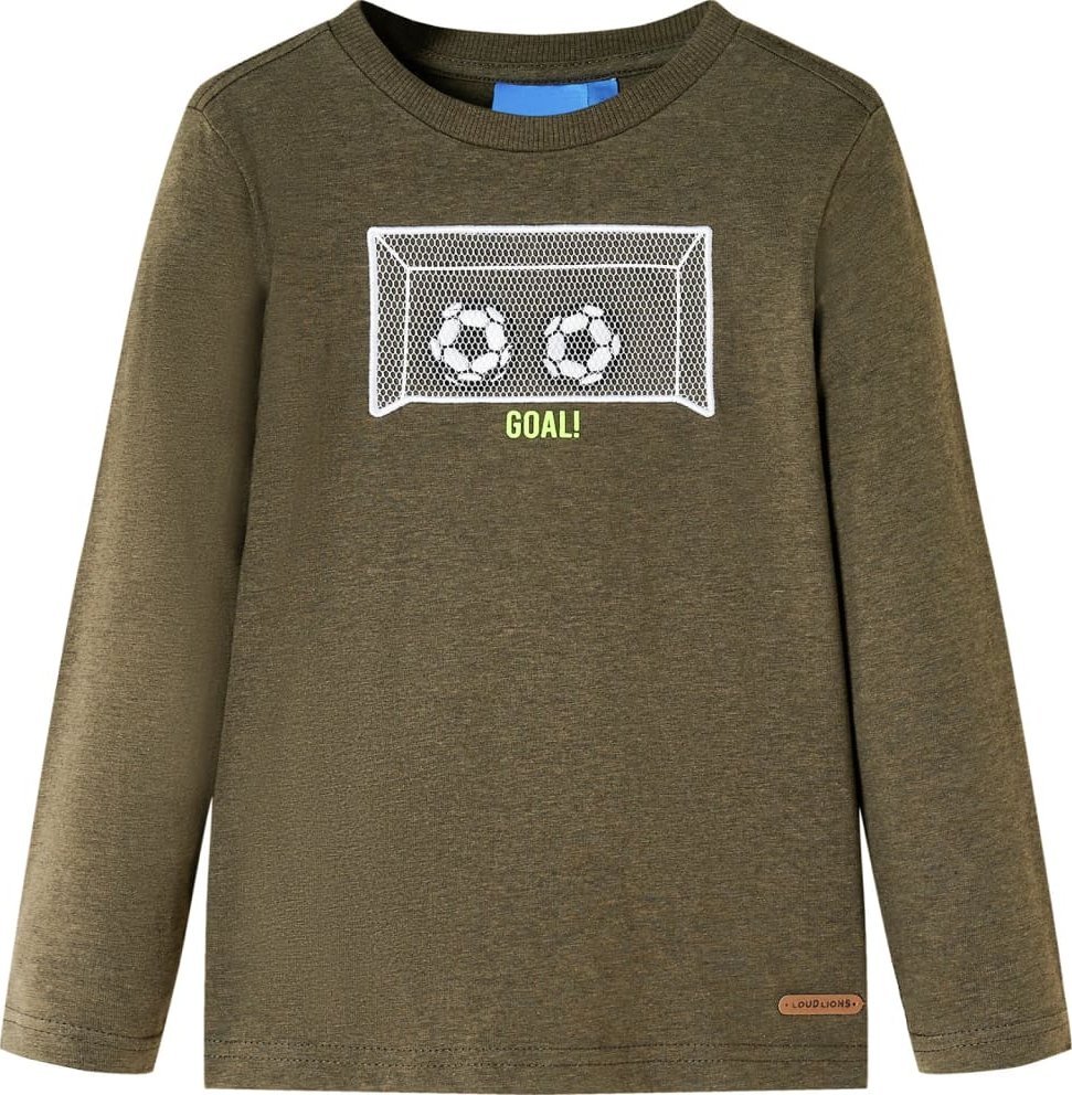 vidaXL Koszulka dziecięca z długimi rękawami, khaki melanż, 92