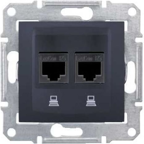 Schneider Electric SEDNA Gniazdo komputerowe podwójne RJ45 kat.6 FTP grafitowe (SDN5000170)