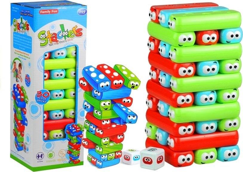 Lean Sport Gra Zręcznościowa Wieża Jenga z Klockami Robakami