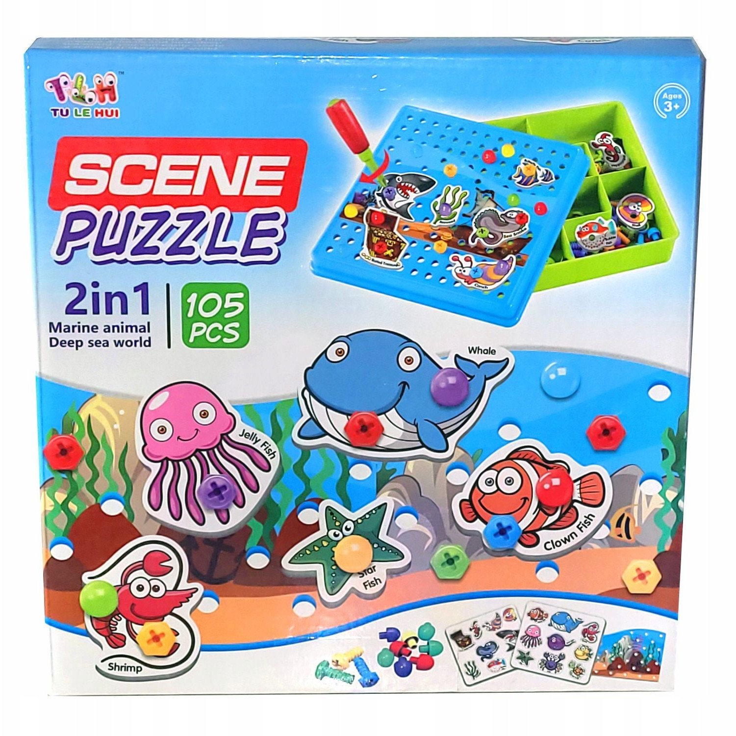 Puzzle konstrukcyjne + śrubokręt, 105 elementów