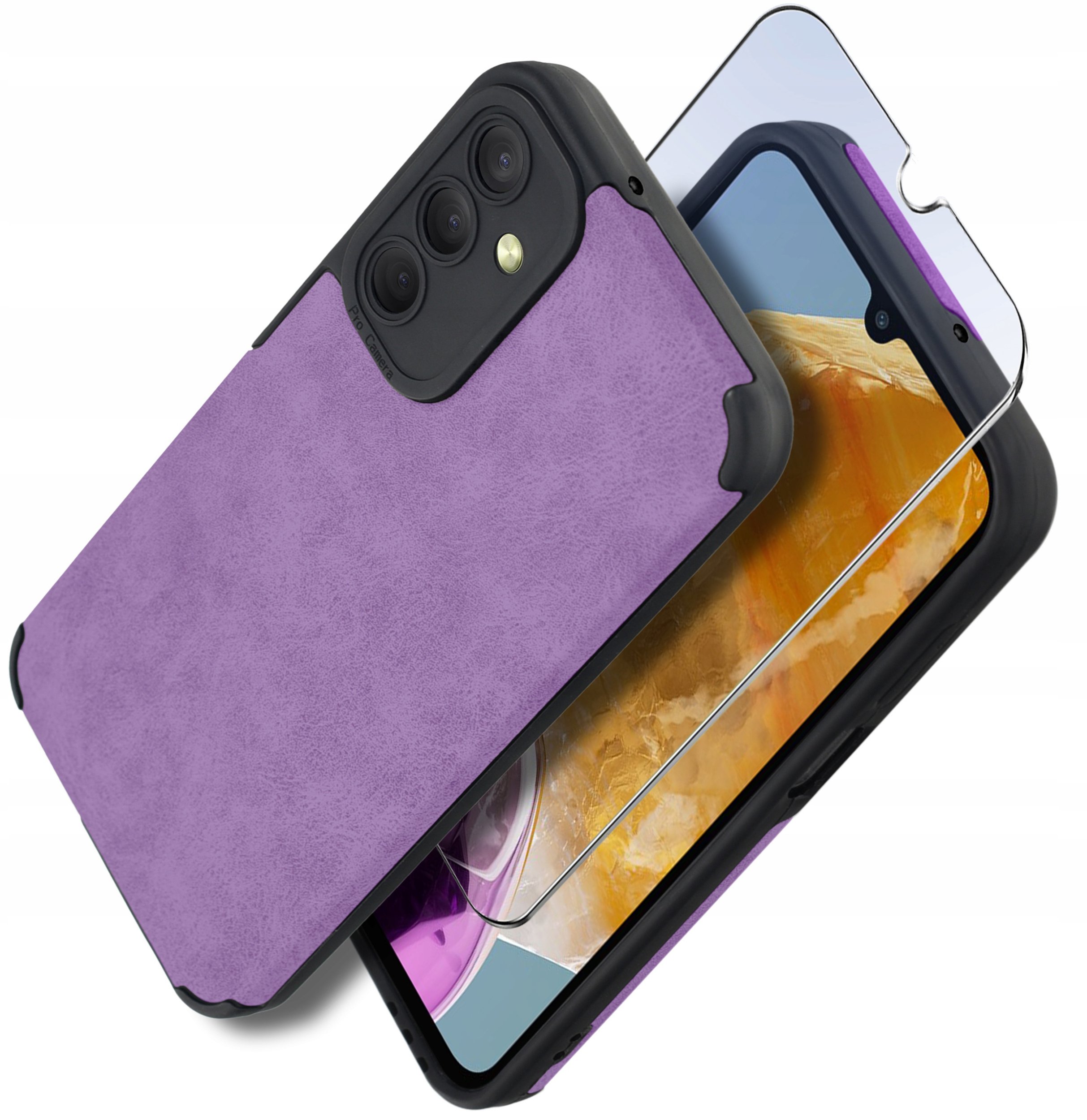 Etui do Samsung M15 5G silikonowe SKÓRZANE VINTAGE CASE + Szkło na ekran 9H