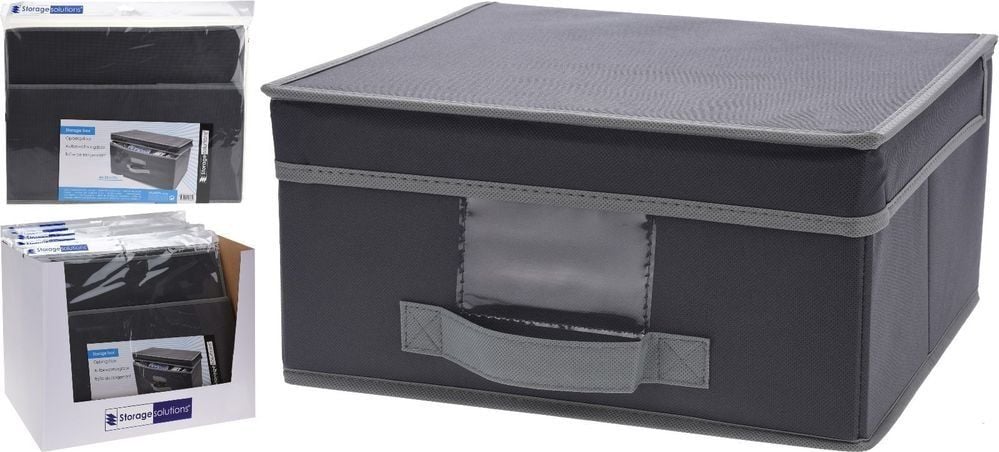 Składany pojemnik tekstylny z pokrywą, szary, 44x33x22 cm