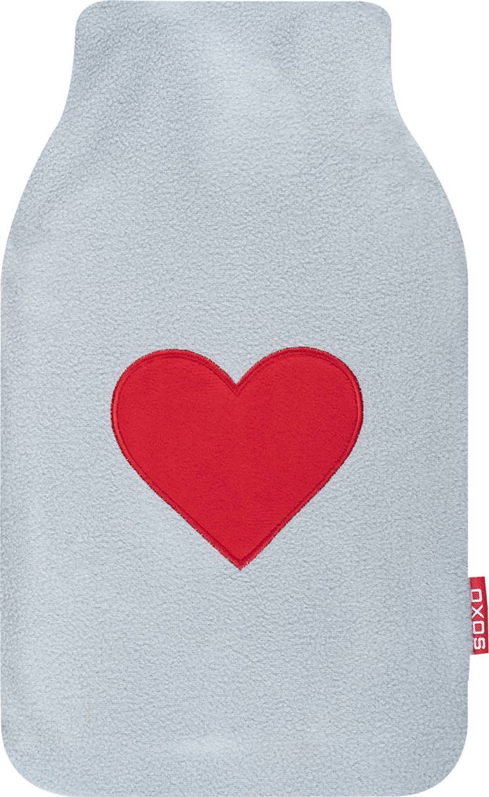 Soxo Termofor szary SOXO ogrzewacz prezent z sercem na WALENTYNKI duży 1,8L
