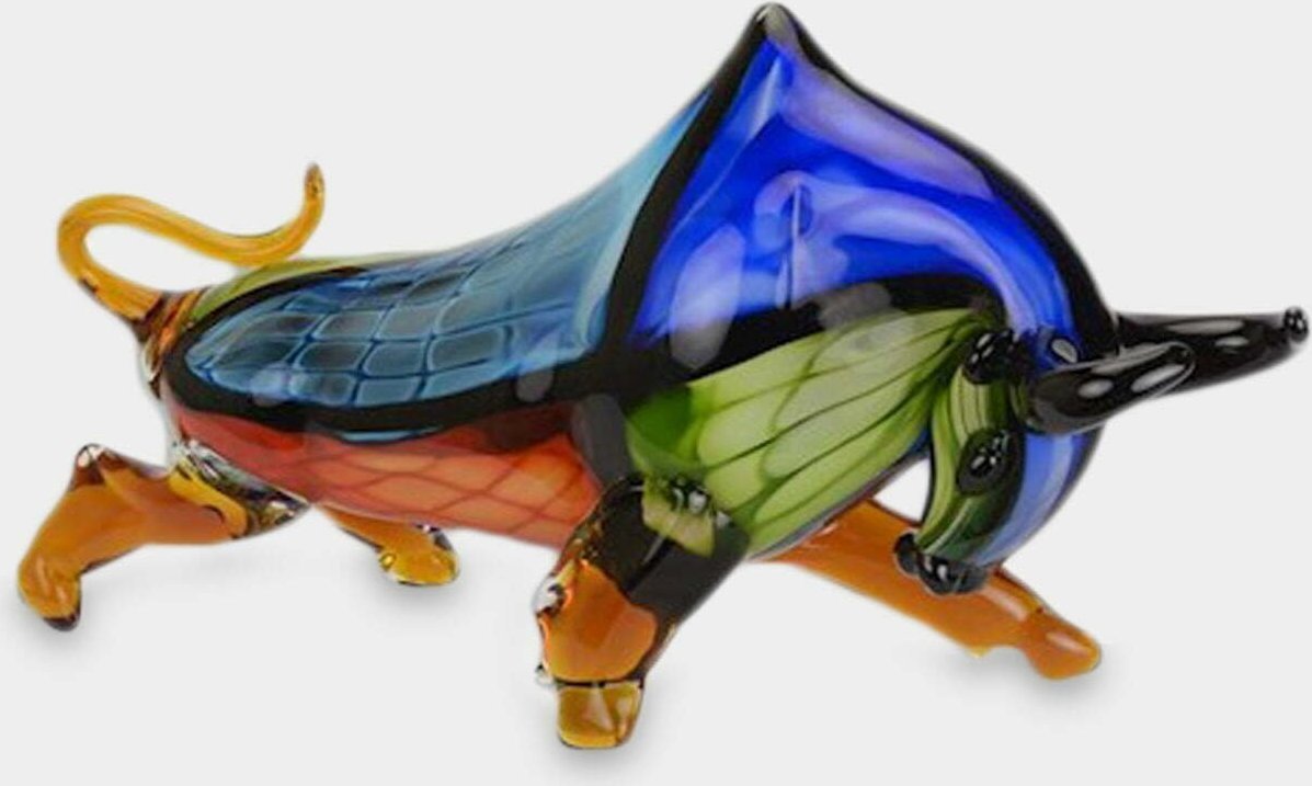 rzezbyzbrazu Figura Szklana w Stylu Murano Byk Wielokolorowy