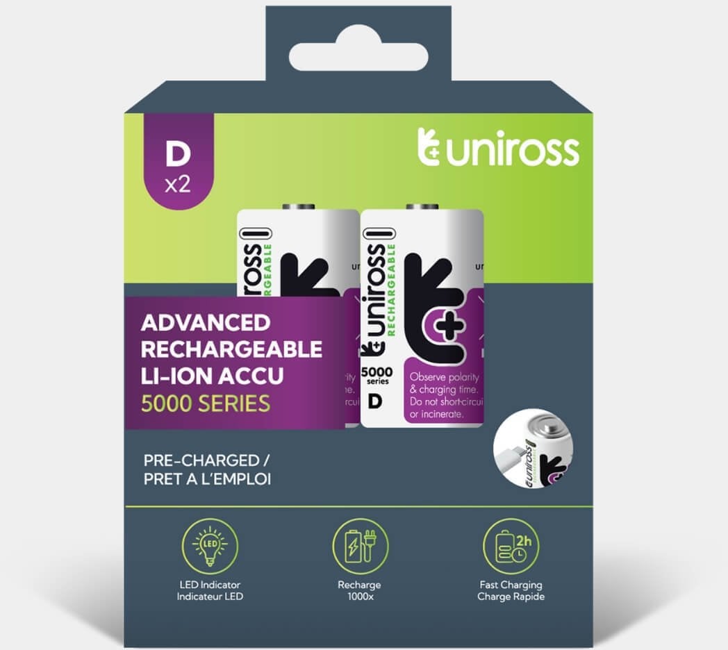 Rayovac Uniross USB-C D/HR20 Akumulatory litowo-jonowe 5000mAh 2 szt.