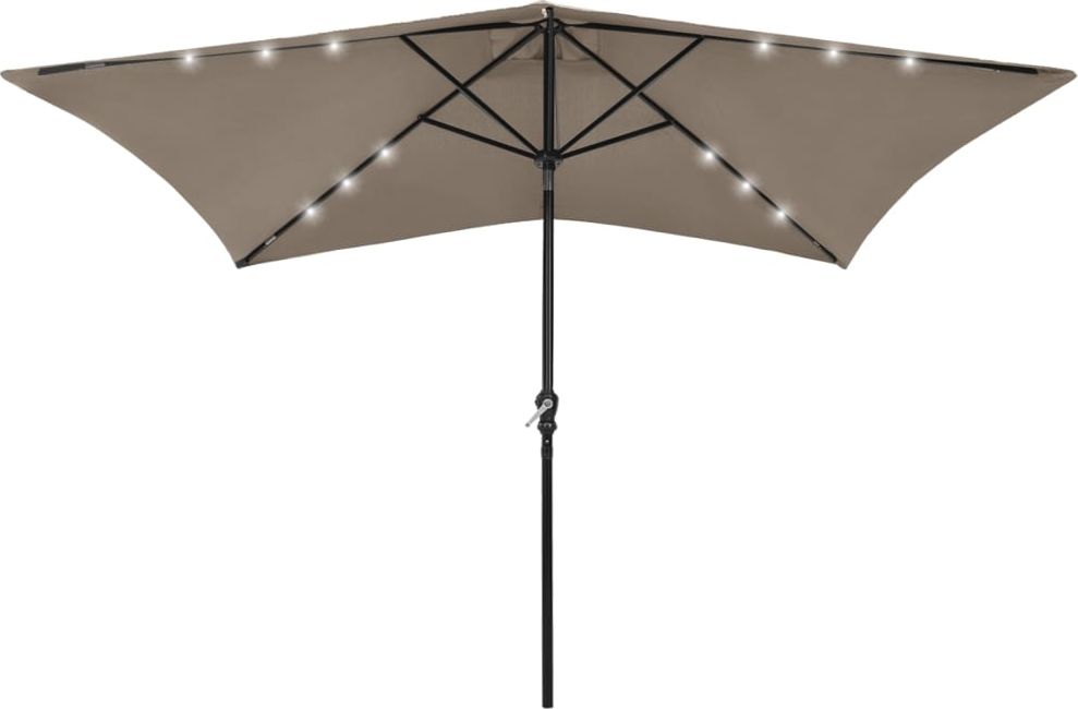 vidaXL Parasol z lampkami LED, na stalowym słupku, kolor taupe, 2x3 m