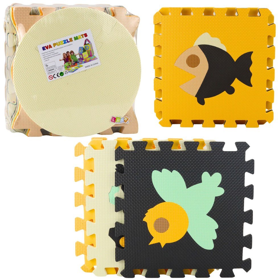 Miękkie Puzzle Mata Edukacyjna Pianka EVA Zwierzęta Brązowe 16 el.