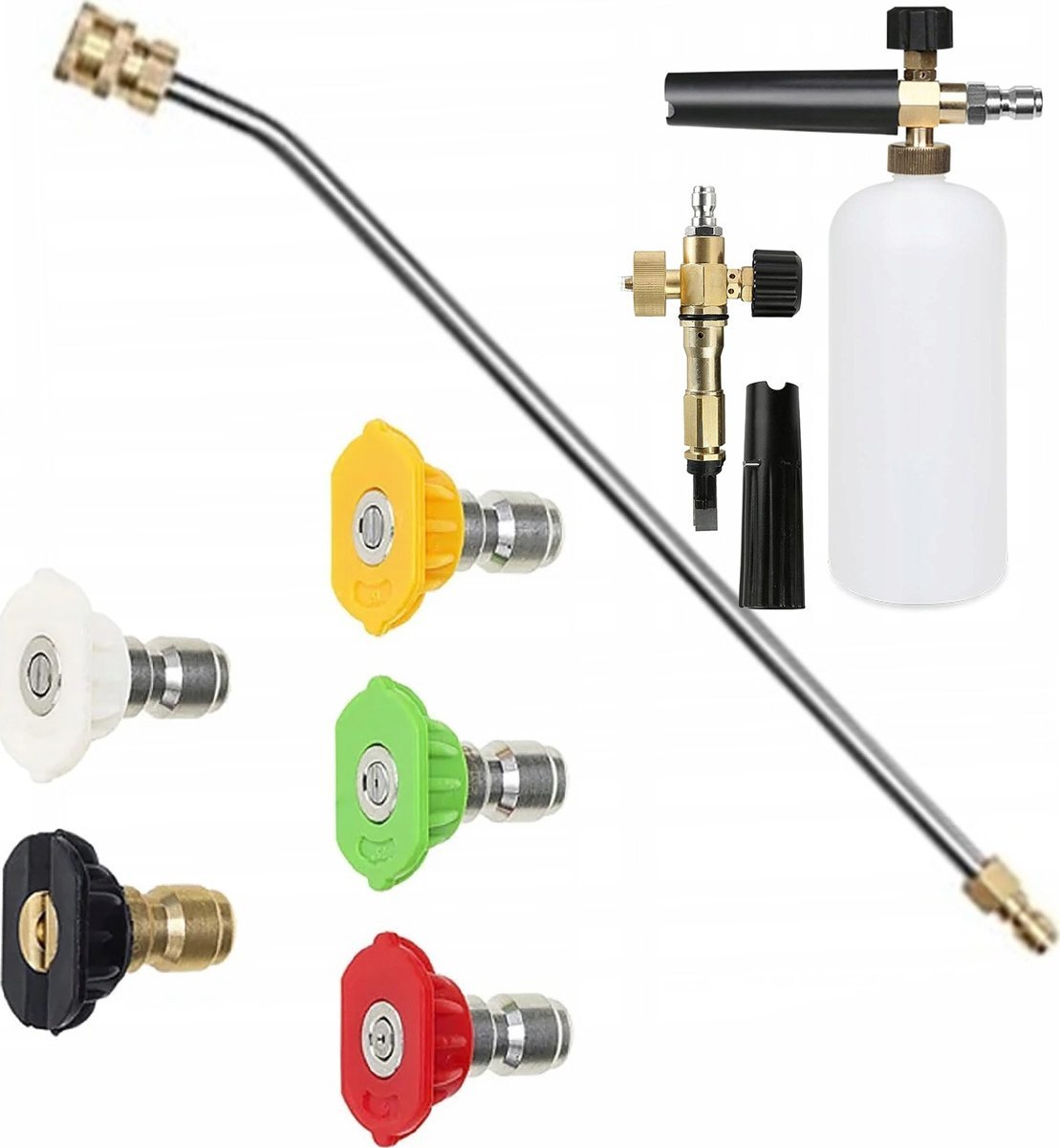 Rosfix ZESTAW 5 DYSZ SZYBKOZŁĄCZKA + LANCA DO MYJKI 1/4 ZAGIETA 30 PIANOWNICA XL