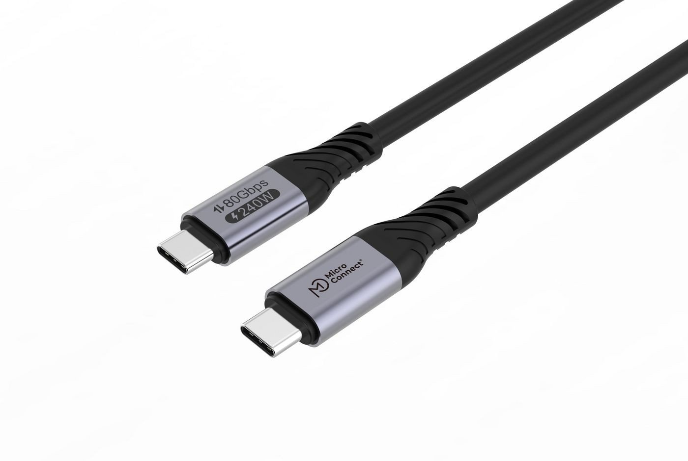 Kabel USB MicroConnect USB-C - USB-C 1 m Czarny (USB4CC1-240W-80GBPS)