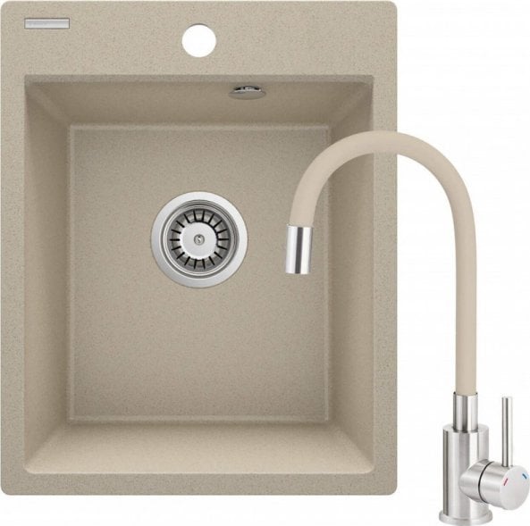 Zlewozmywak granitowy z baterią 1-komorowy