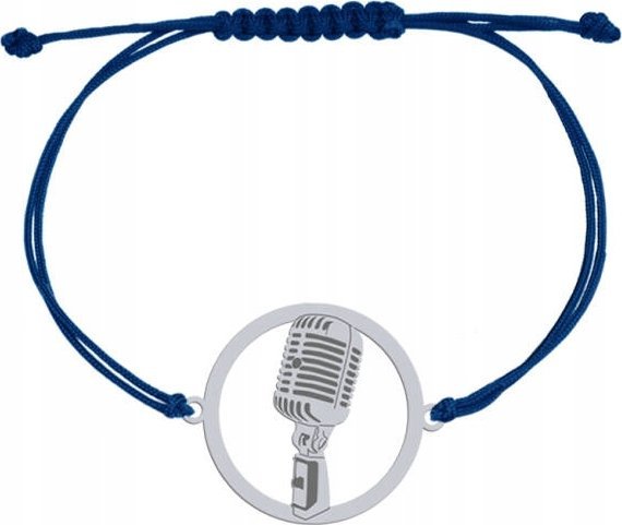 Radziszewska Jewellery Bransoletka Srebrna Mikrofon Sznurek Srebro 925 Grawer Dedykacja Prezent
