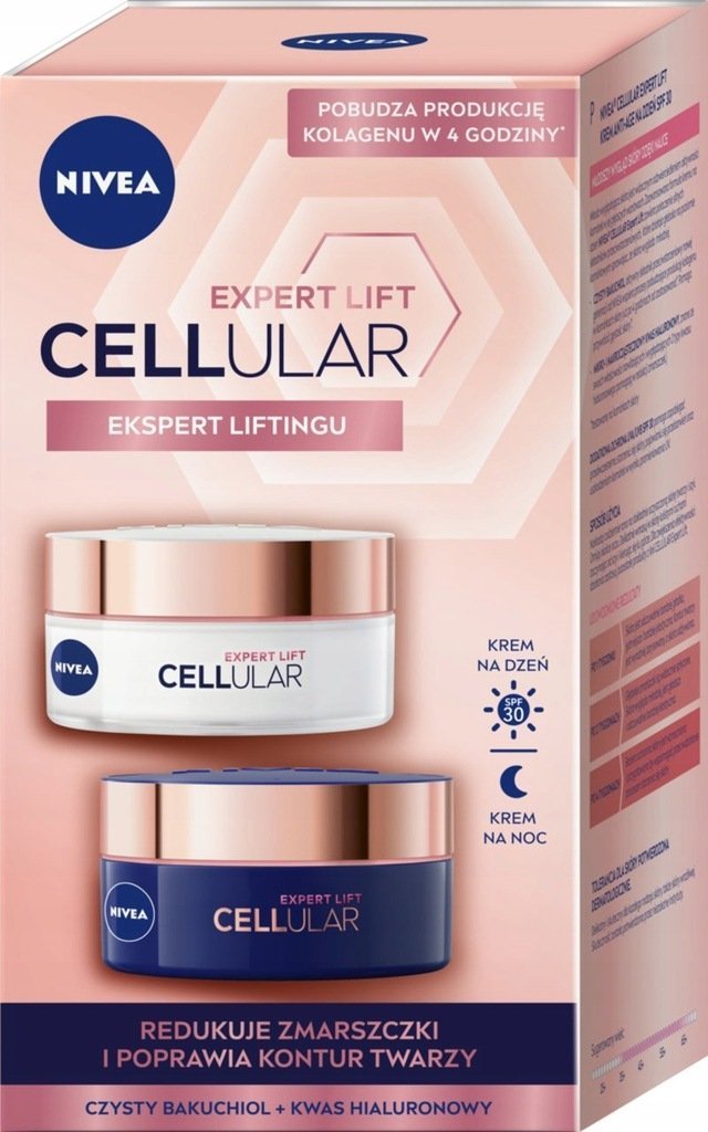 Nivea Krem przeciwstarzeniowy dzień 50 ml + krem przeciwstarzeniowy noc 50 ml Cellular Expert Lift SPF30