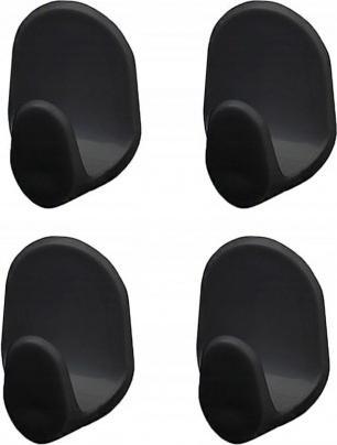 Bisk Haczyk ścienny samoprzylepny czarny 4 szt