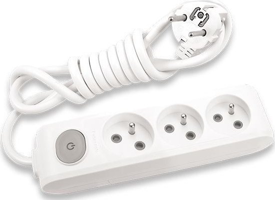 Panasonic Przedłużacz przenośny 3-krotny z uziemieniem, wyłącznikiem i przesłonami styków 3M, kolor BIAŁY PANASONIC