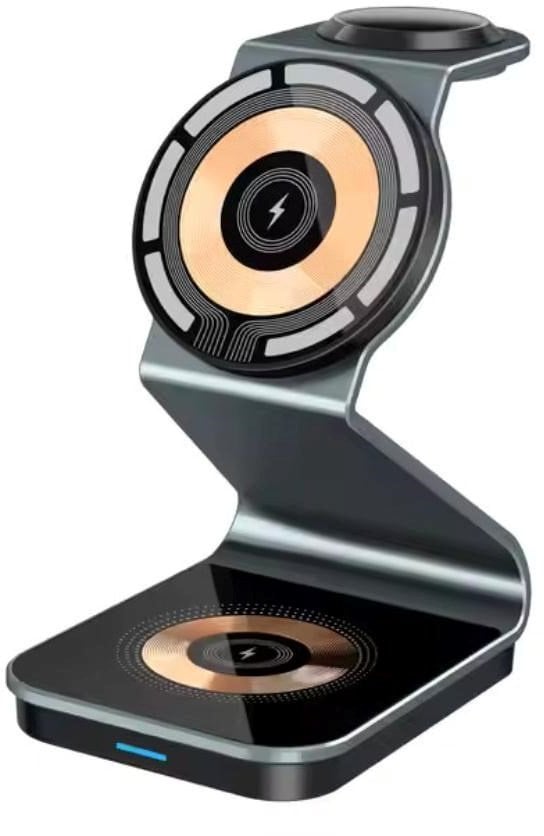 Ładowarka 1stCOOL Bezprzewodowa QI ładowarka stacja 3v1, 21W, MagSafe, USB-C, czarny