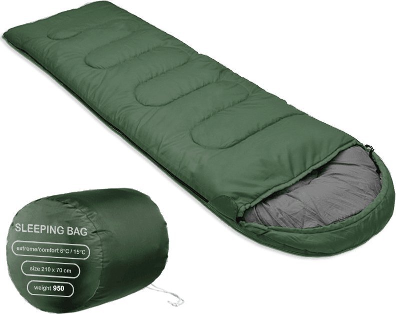 Chiccot ŚPIWÓR TURYSTYCZNY 950 GRAMÓW TYPU MUMIA, KOŁDRA Z KAPTUREM + POKROWIEC ZIELONY