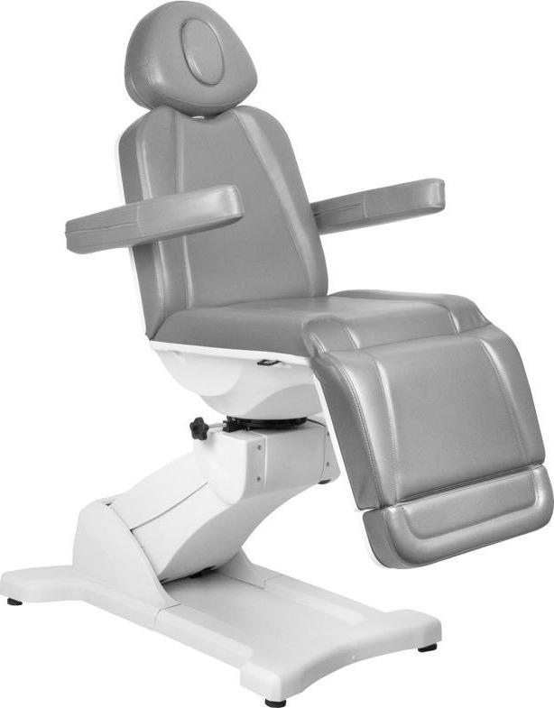 FOTEL KOSMETYCZNY ELEKTR. AZZURRO 869A OBROTOWY 4 SILN. SZARY