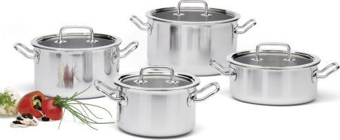 Hurtel Zestaw garnków, 4 el., stal nierdzewna 18/0 BRIGADE BASIC / Spring