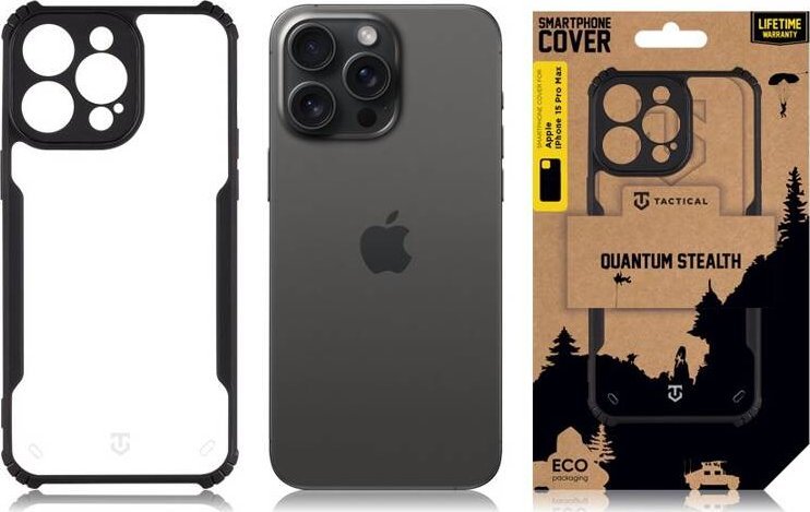 Tactical Quantum Stealth Cover for Apple iPhone 15 Pro Max Clear/Black standard