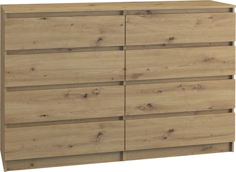 Topeshop DUŻA KOMODA MALWA M8 140CM DĄB ARTISAN 8 SZUFLAD