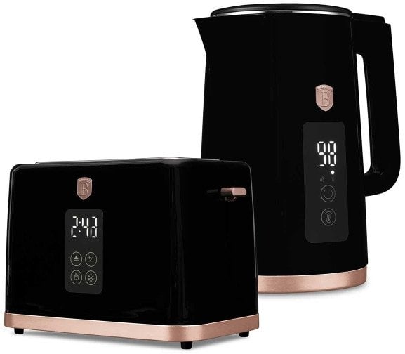CZAJNIK ELEKTRYCZNY 1,7L + TOSTER CYFROWY BERLINGER HAUS BH-9540 BLACK ROSE