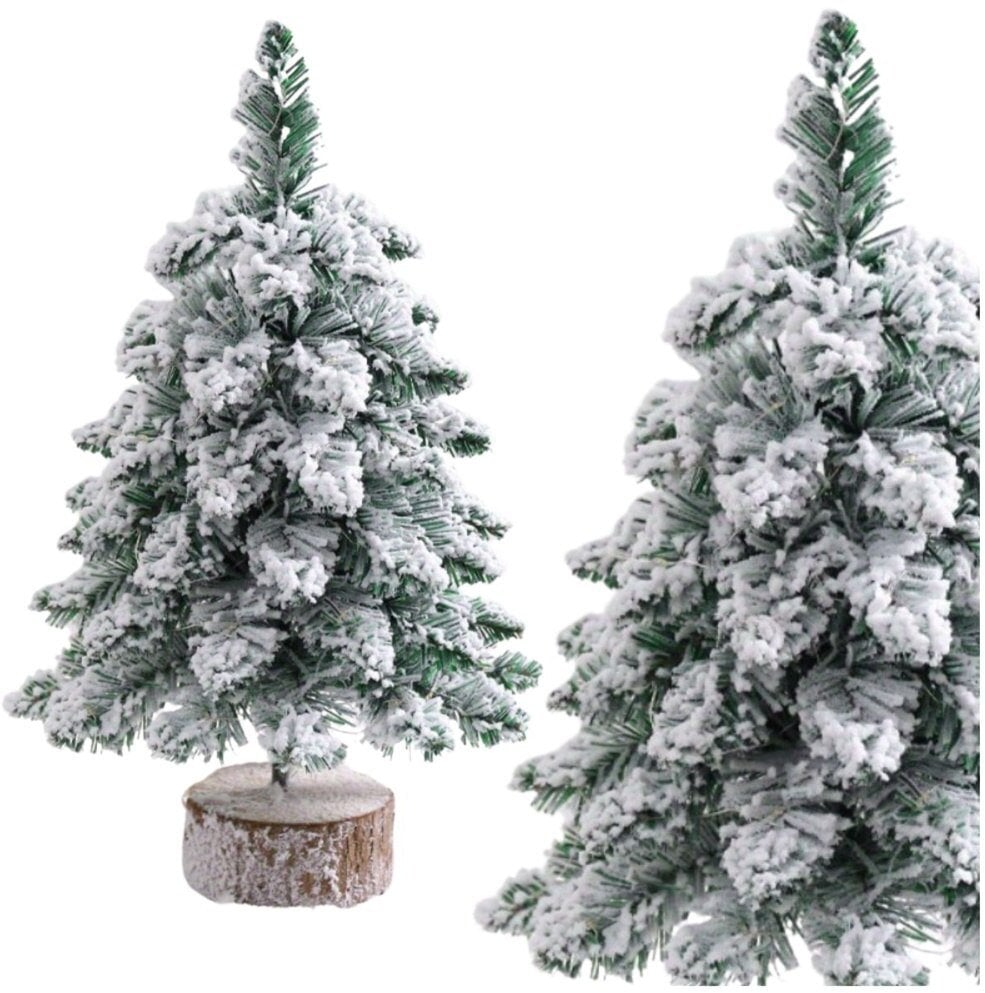 Choinka Ozdobna Dekoracyjna Sztuczna Na Pniu Pokryta Śniegiem 60 x 16 cm